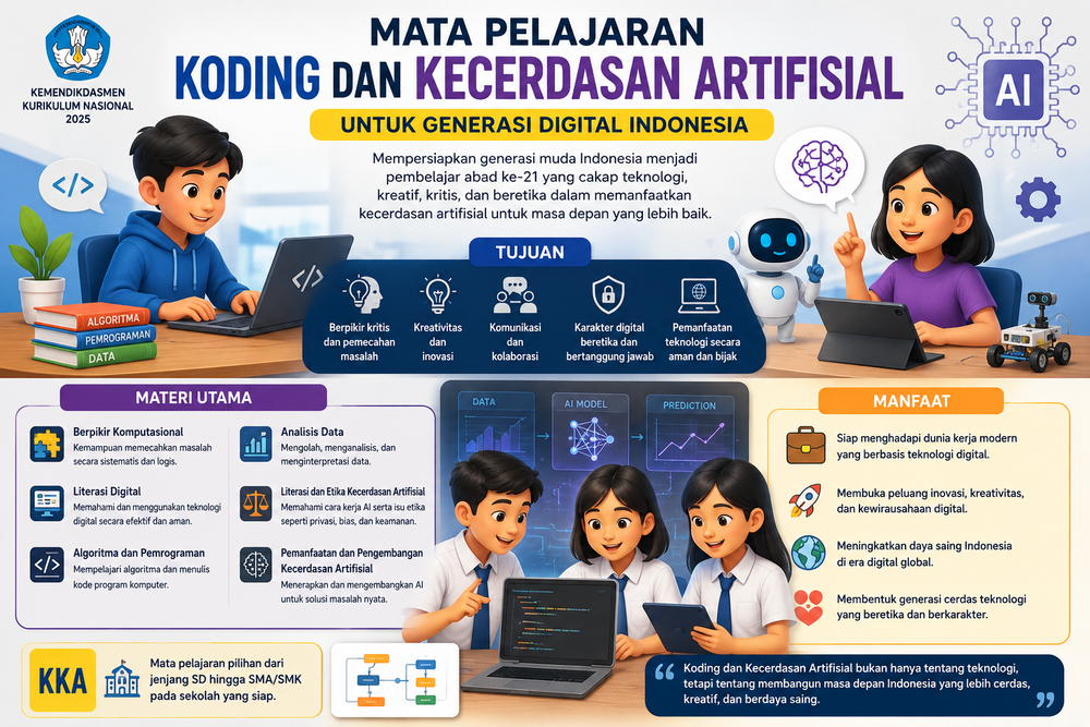 Tujuan, Materi, dan Manfaat Mata Pelajaran Koding dan Kecerdasan Artifisial untuk Generasi Digital Indonesia