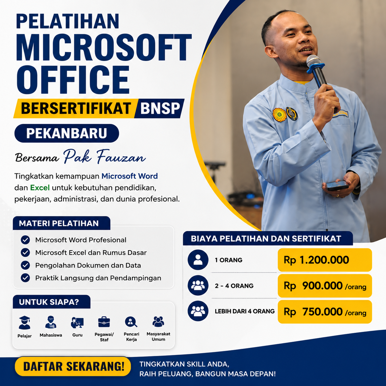 Pelatihan Microsoft Office Bersertifikat BNSP Pekanbaru Bersama Pak Fauzan – LPD FKIP UMRI
