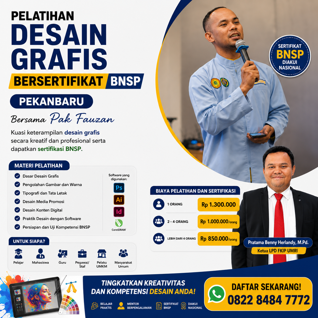 Pelatihan Desain Grafis Corel, Photoshop dan Canva AI Bersertifikat BNSP Pekanbaru