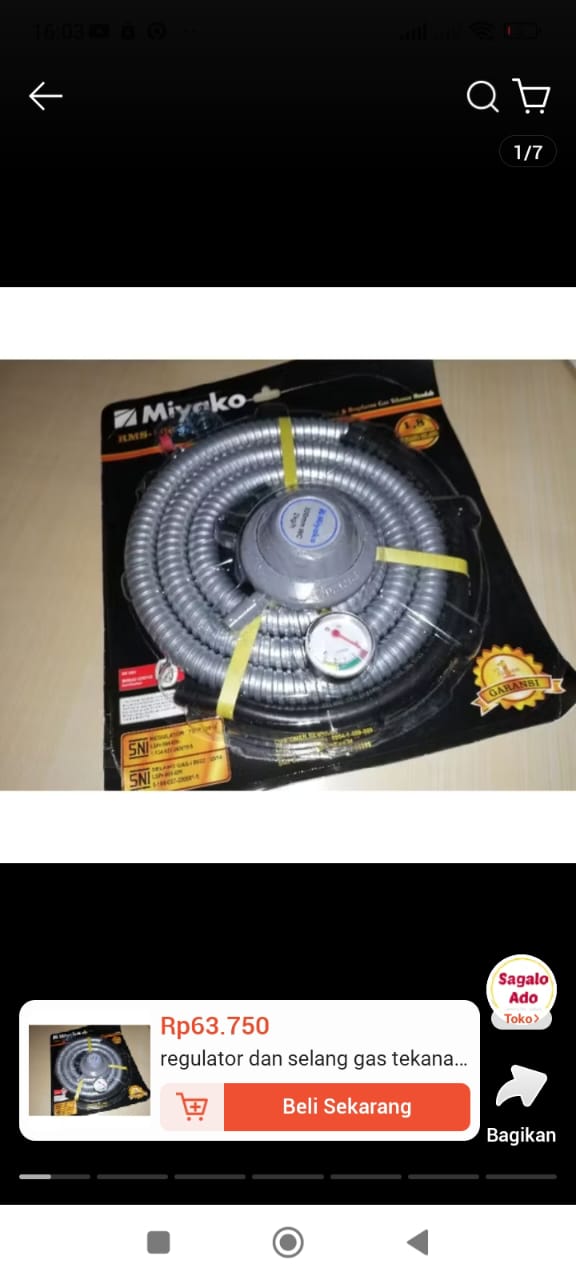 Selang gas dan regulator 