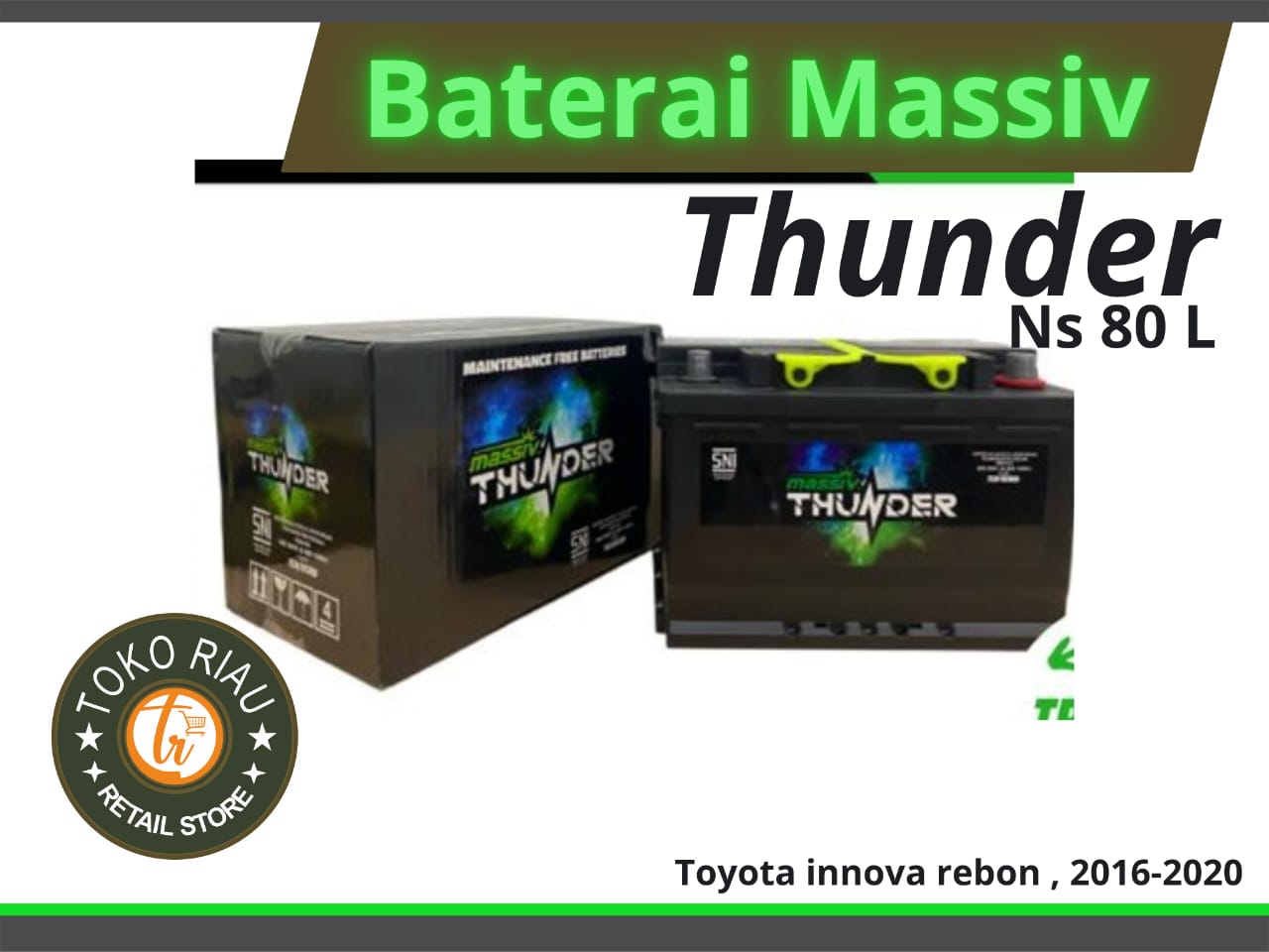 Baterai / Aki mobil kering massiv thunder 12v 66ah  toyota innova diesel