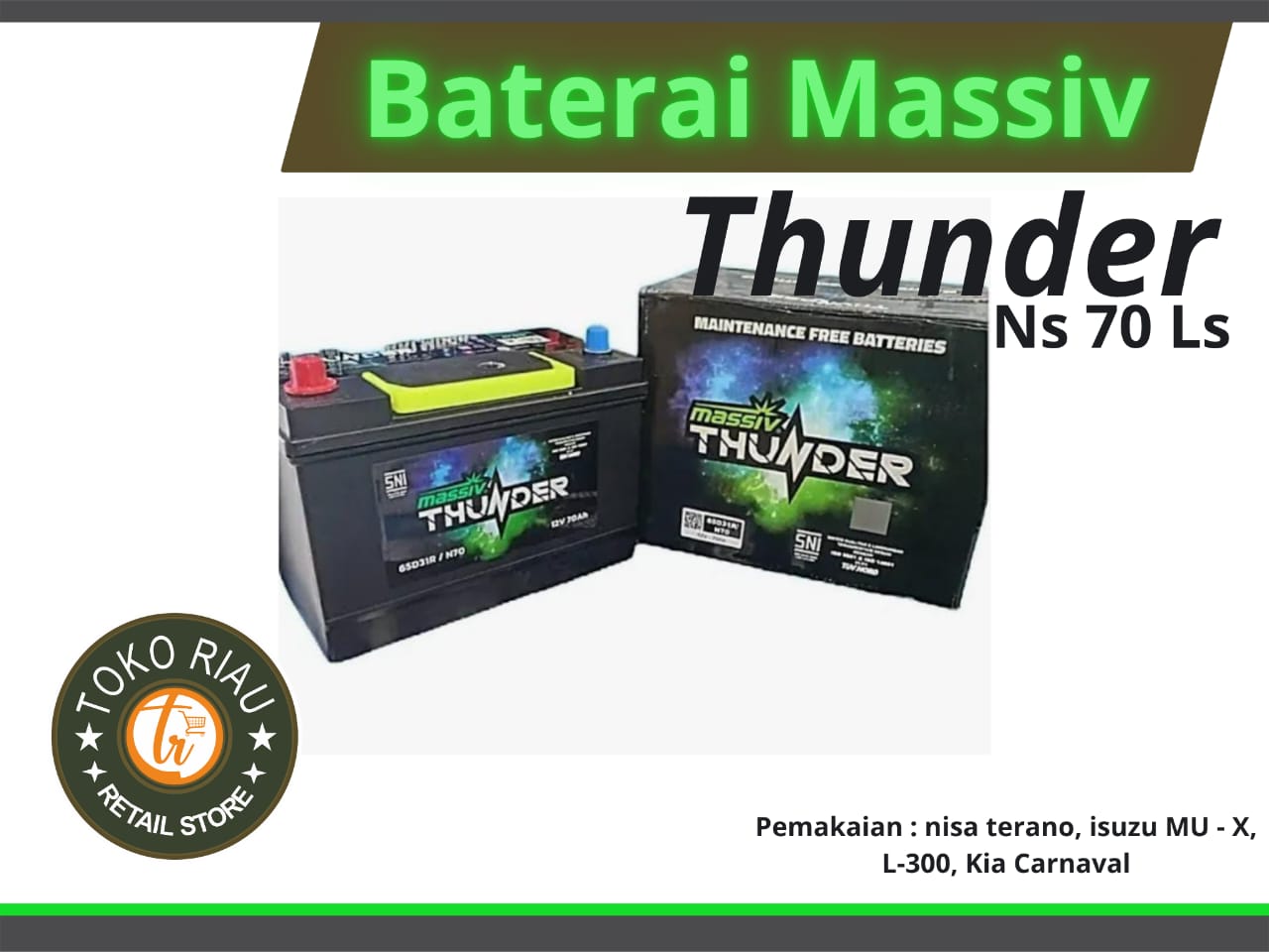 Baterai / Aki Massiv Thunder Ns 70 65 AH