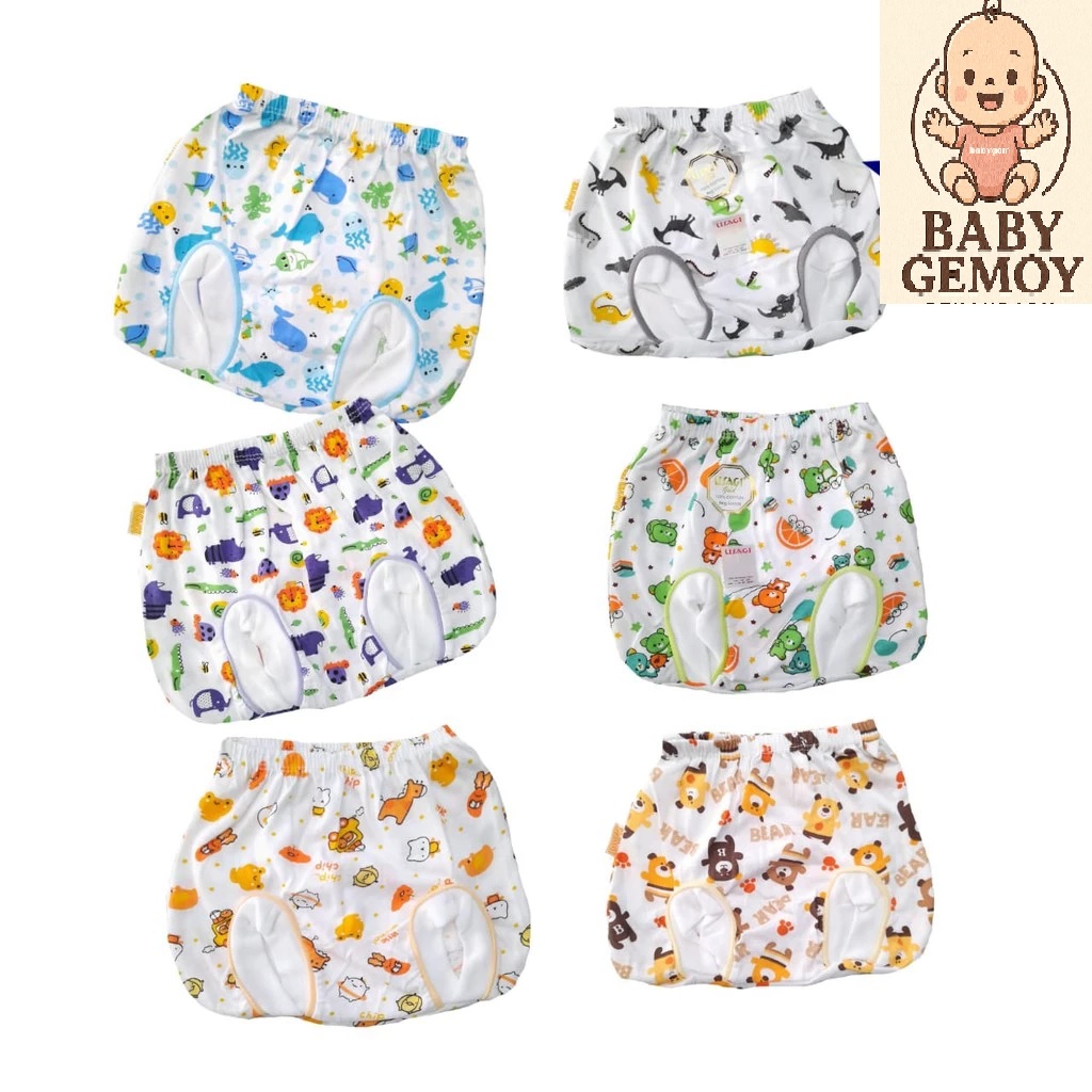 Usagi Celana Bayi / Celana Pop Usagi Gold Putih Katun 3 pcs