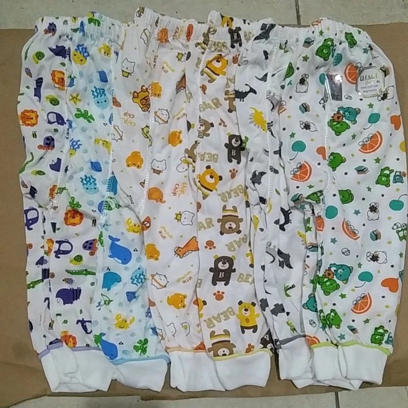 Celana Panjang Bayi Usagi Gold Putih Ukuran L Full Print 3 pcs SNI
