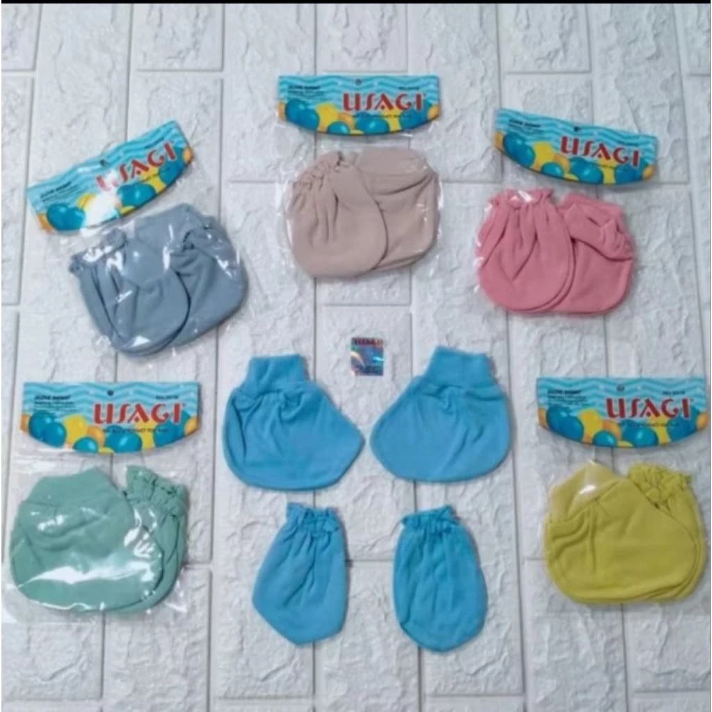 Sarung Tangan Dan Sarung Kaki Bayi Usagi Premium Polos 3 Pasang SNI