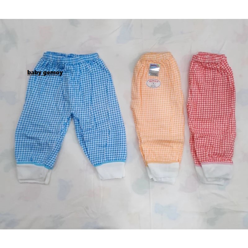 Usagi Celana Panjang Bayi Ukuran S Catur / Kotak Katun  SNI 3 Pcs