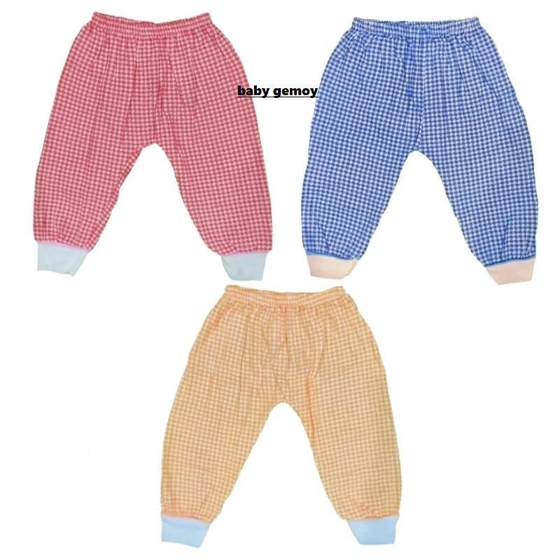 Usagi Celana Panjang Bayi Ukuran S Catur / Kotak Katun  SNI 3 Pcs
