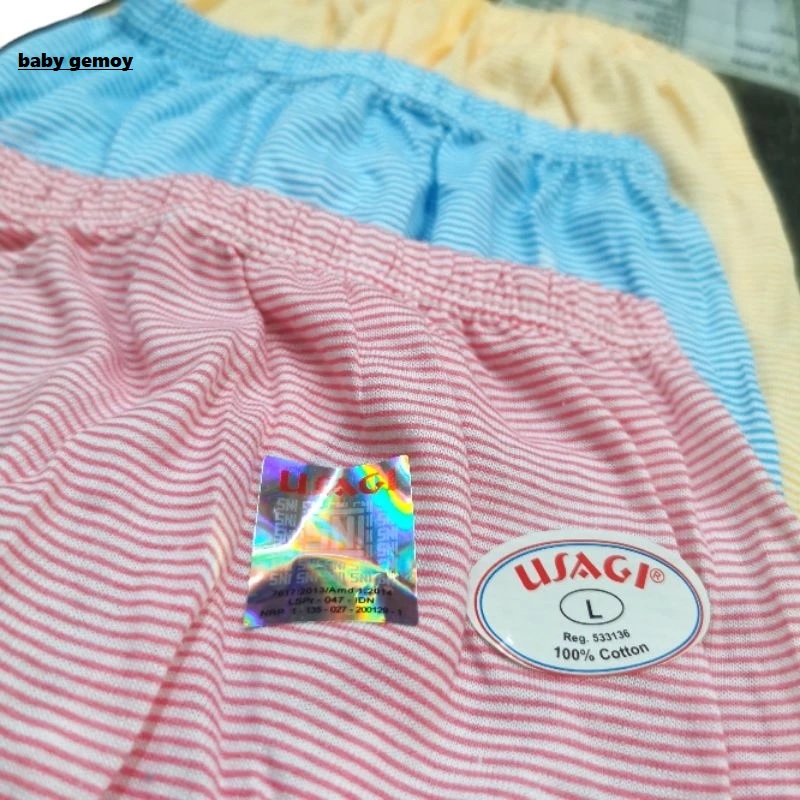 3 pcs Usagi Celana Panjang Usagi Salur Ukuran M Katun SNI