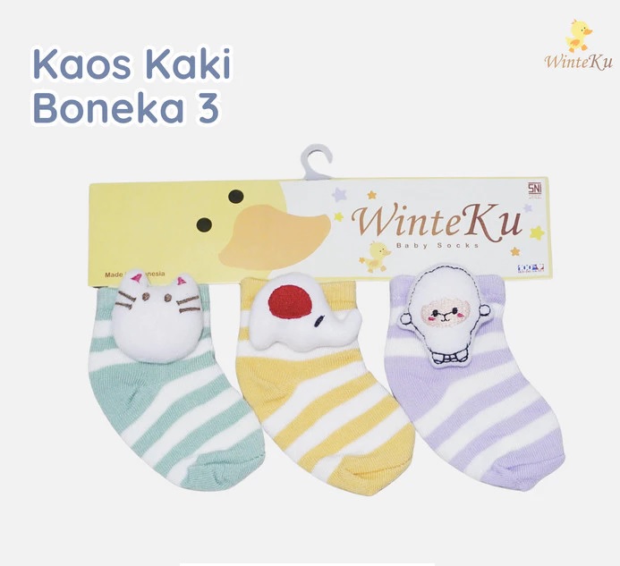 Winteku Kaos Kaki Bayi - Kaos Kaki Boneka Lucu Isi 3 pasang