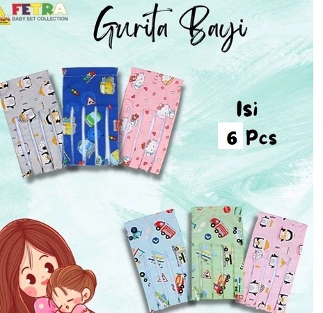  Fetra Gurita Ikat Bayi - Gurita Bayi Full Print 6 pcs