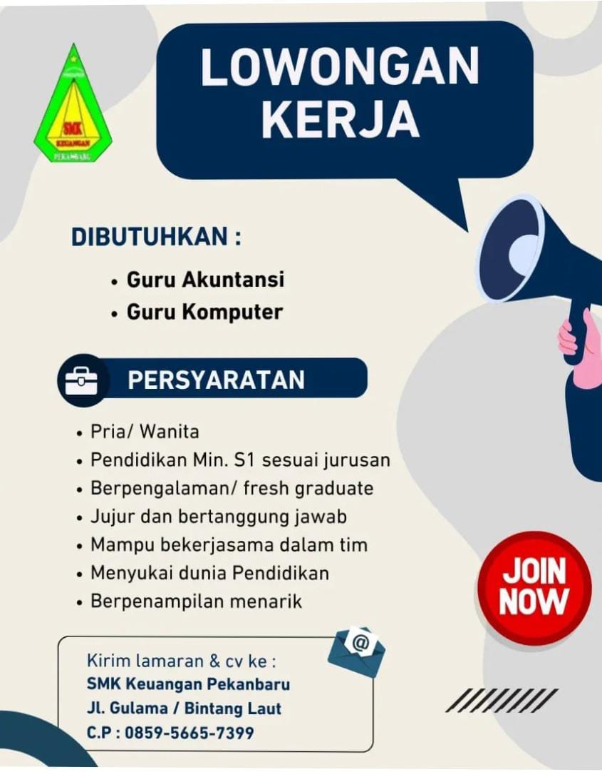 Lowongan Kerja Guru Akutansi Dan Komputer