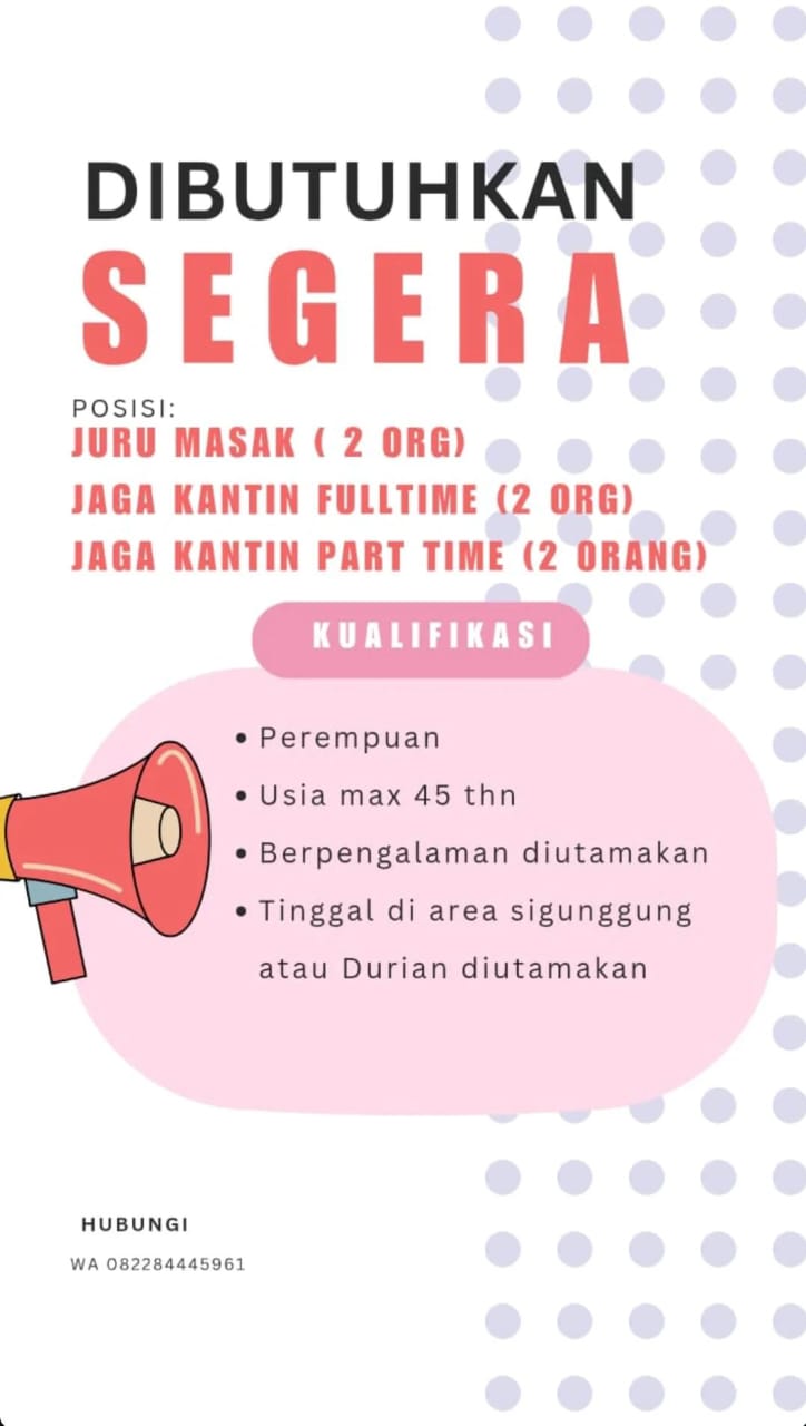 Lowongan Kerja Juru Masak  Pekanbaru