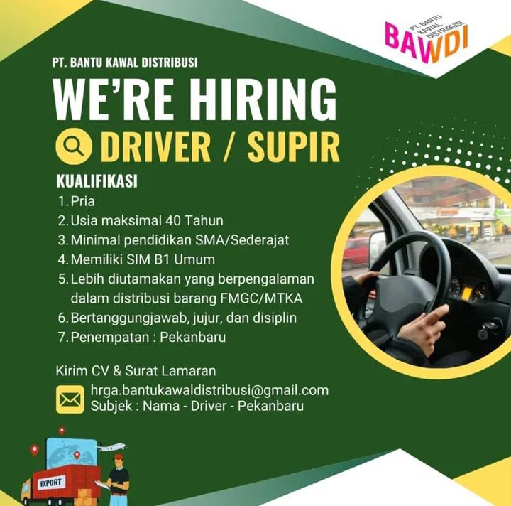 Lowongan Kerja Driver / Supir Pekanbaru
