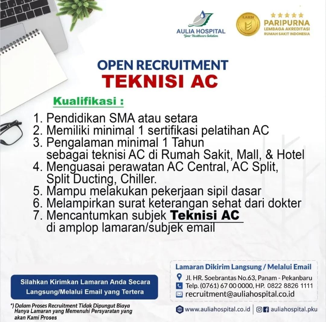 Lowongan Kerja Teknisi AC Pekanbaru