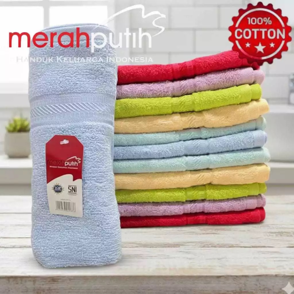 Handuk Merah Putih Polos Ukuran 30 cm x 70 cm / handuk leher / handuk sport / handuk jogging