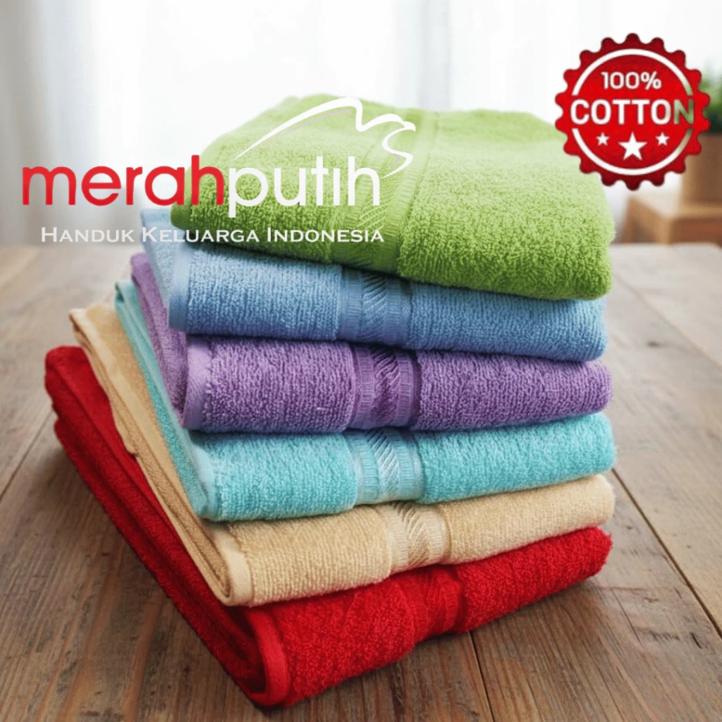 Merah Putih Handuk Bayi Merah Putih Polos Warna 50x100cm - Katun, Lembut, Daya Serap Tinggi