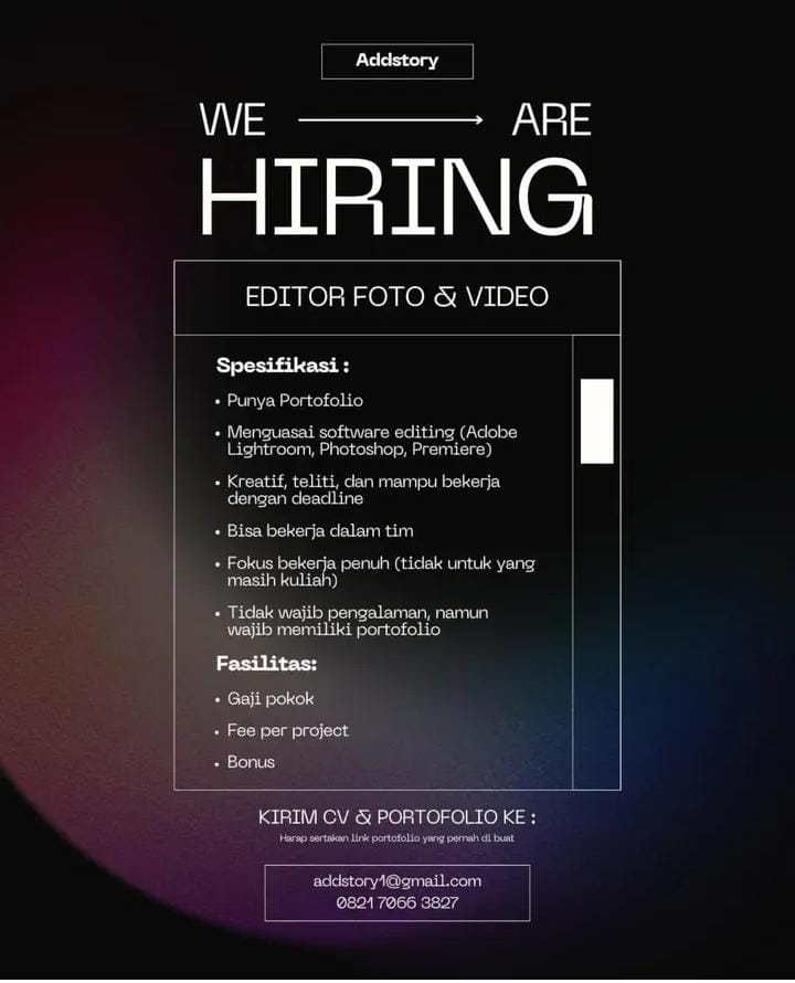 Lowongan Kerja Editor Foto dan Video Pekanbaru
