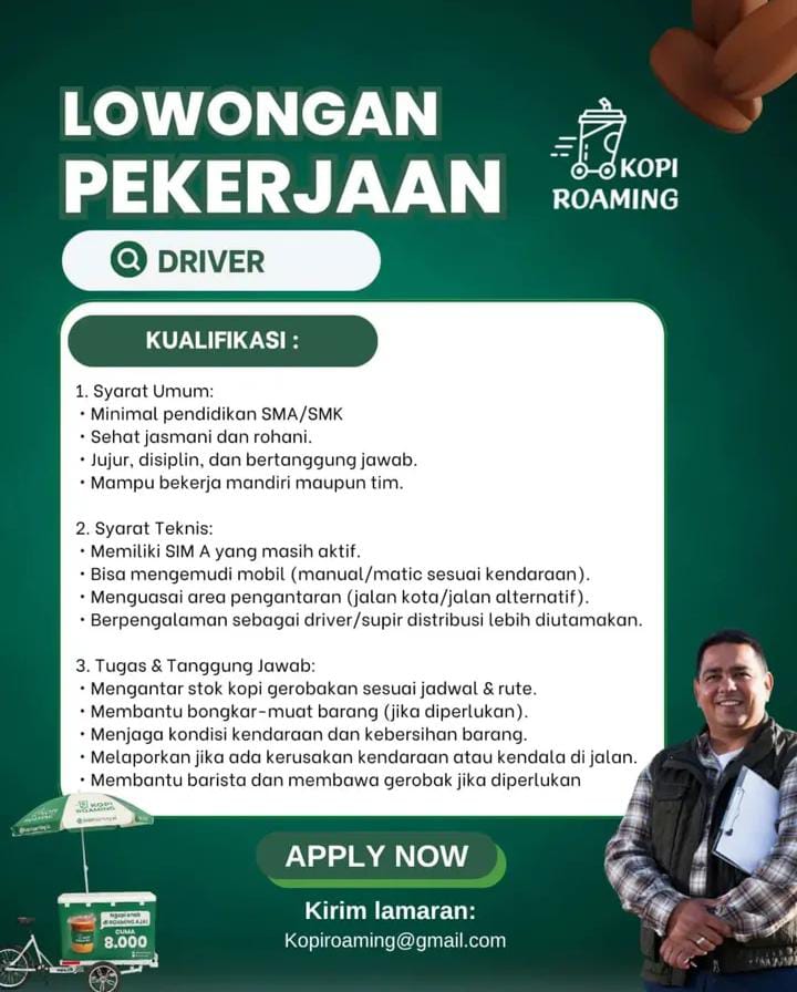 Lowongan Kerja Driver Kopi Pekanbaru