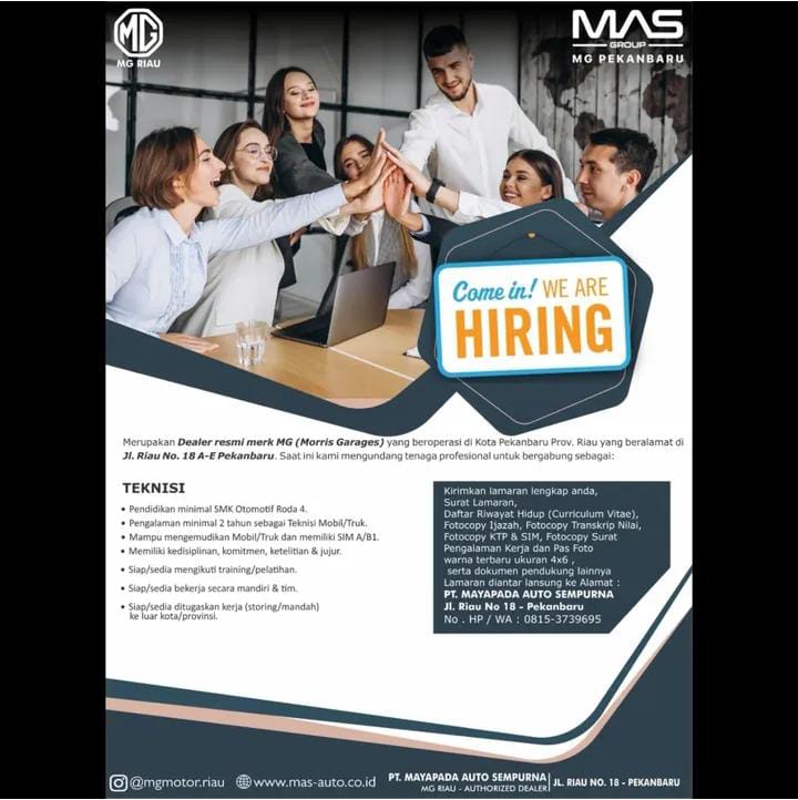 Lowongan kerja Teknisi Pekanbaru