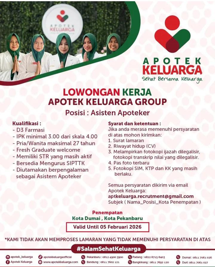 Lowongan Kerja Asistent Apoteker Pekanbaru