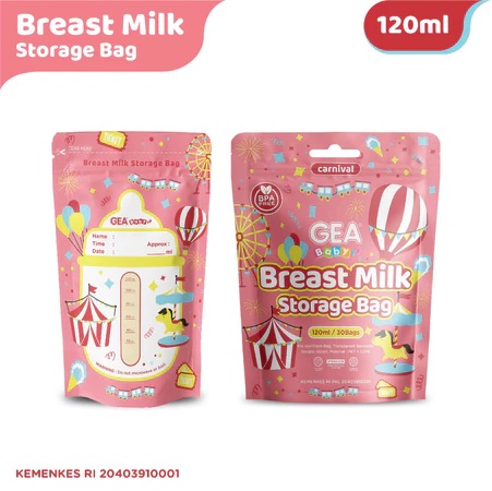 Gea Baby Breast Milk Storage Bag ukuran 120ml / Kantong Asi isi 30 Double Zipper dan anti bocor