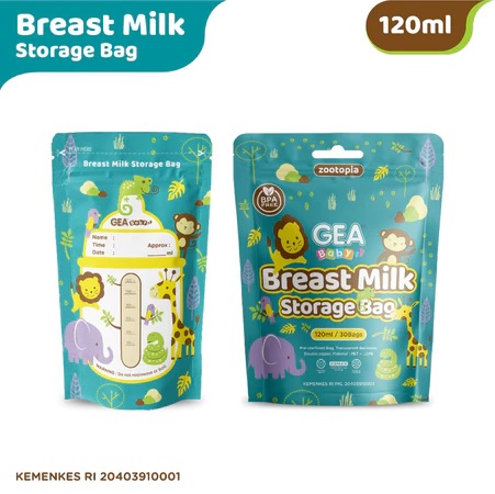 Gea Baby Breast Milk Storage Bag ukuran 120ml / Kantong Asi isi 30 Double Zipper dan anti bocor