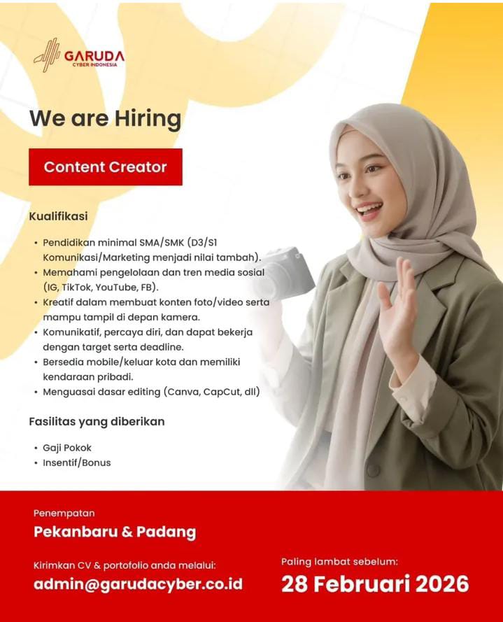 Lowongan Kerja Content Creator Pekanbaru