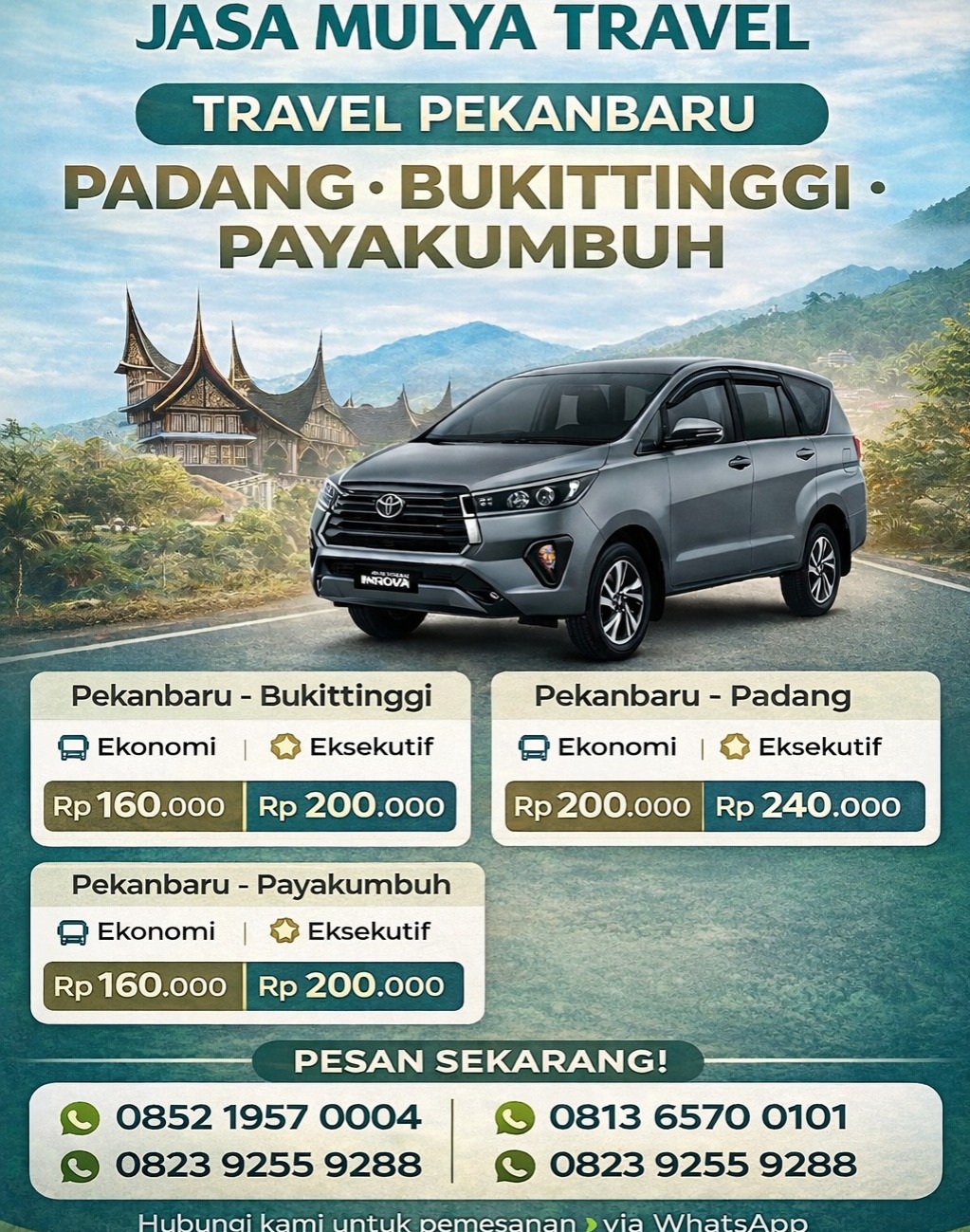 Travel Pekanbaru - Padang-Bukittinggi-Payakumbuh