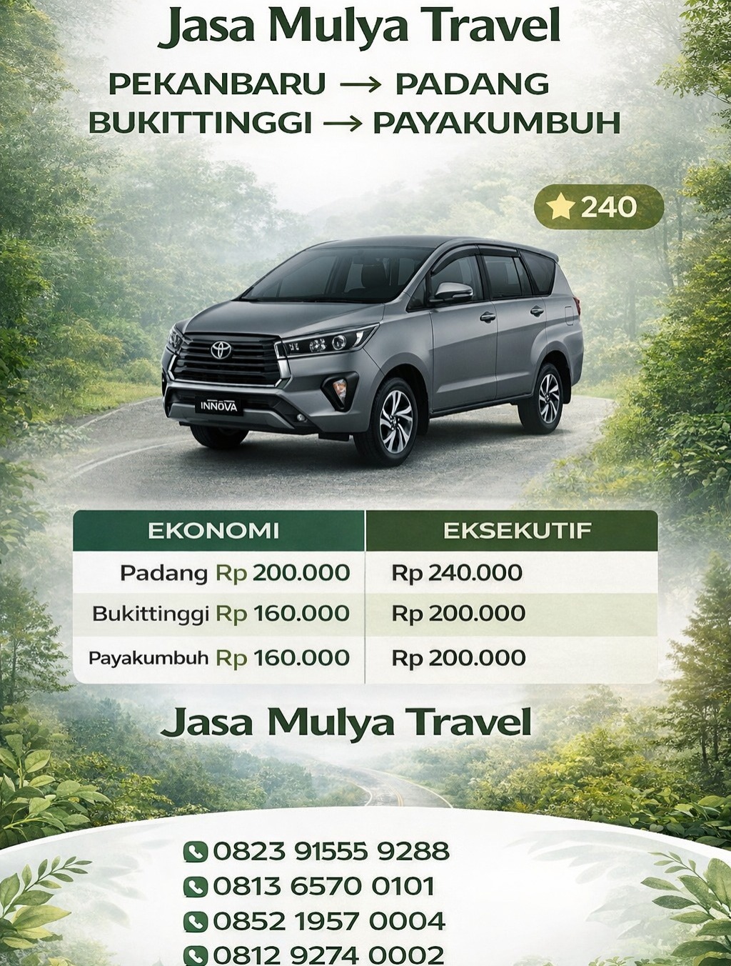 Travel Pekanbaru - Padang-Bukittinggi-Payakumbuh