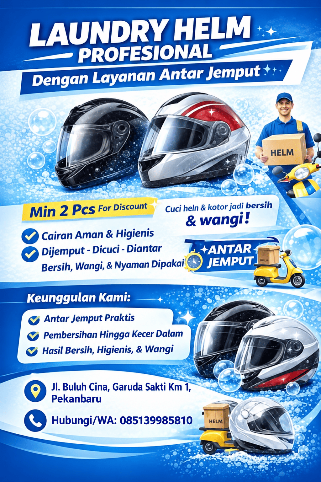 Laundry Helm Profesional dengan Layanan Antar Jemput Min 2 Pcs Pekanbaru